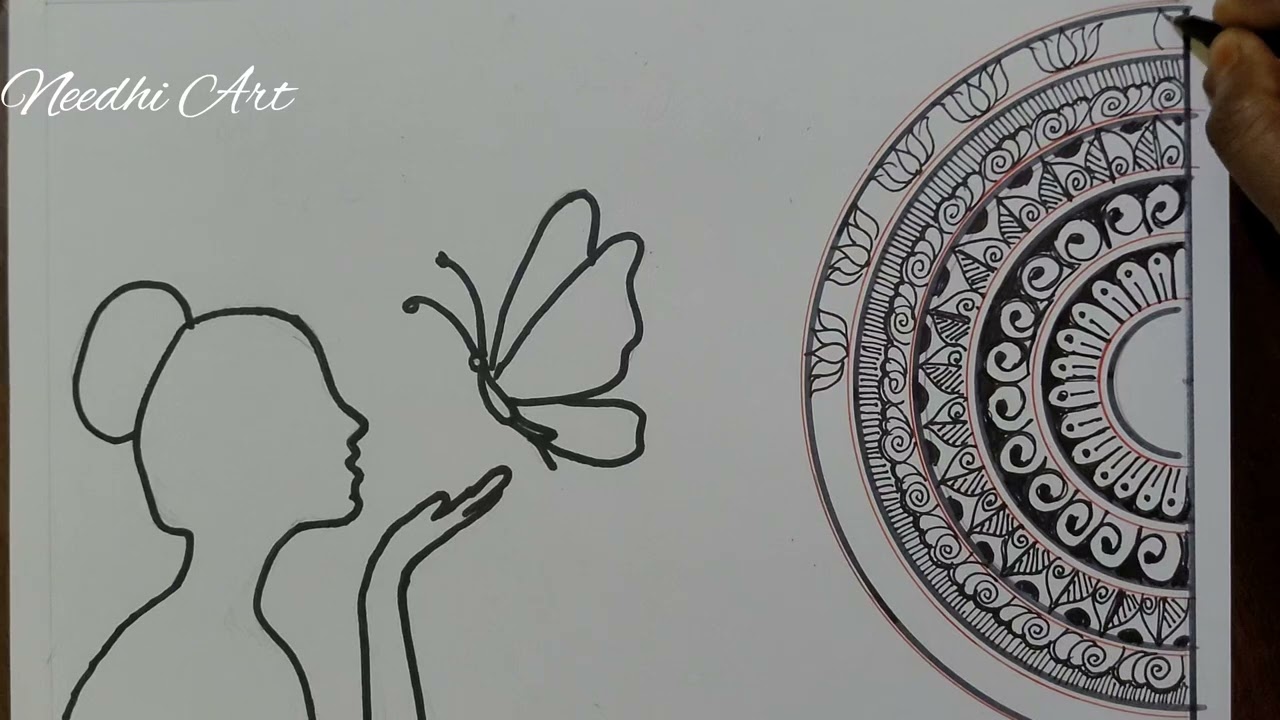 How to draw women mandala-women's day Mandala drawing 