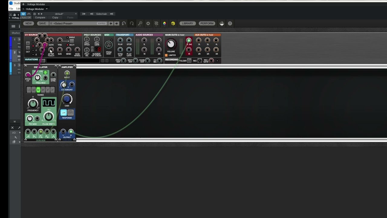 Voltage Modular tutorial part 5: connecting midi keyboards, pitch, gates, amps.