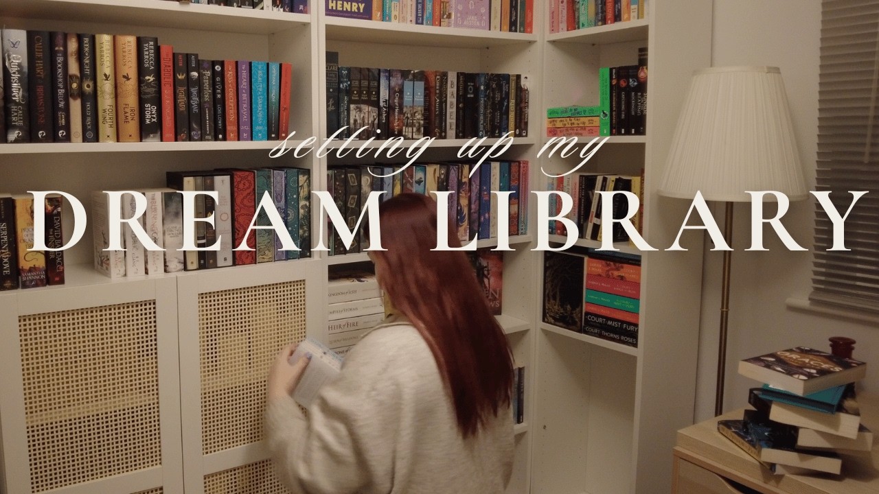 building my cozy dream home library 🌙🕯️✨ organising & styling my bookshelves