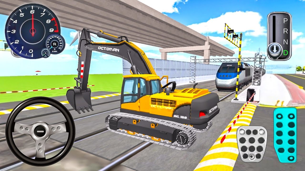 Heavy Excavator Vs Train Epic Crashes - 3D Driving Class Simulation gameplay Android ios - game