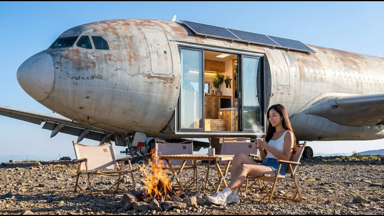 Building a Dream House Inside an Abandoned Airbus A340 Quadjet in a High Altitude Plateau ASMR