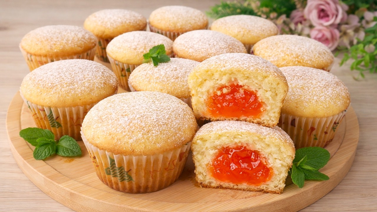 Пушистые, как облако!🧁 Самые вкусные кексы с сочной начинкой и всего 2 яйцами за 7 минут!