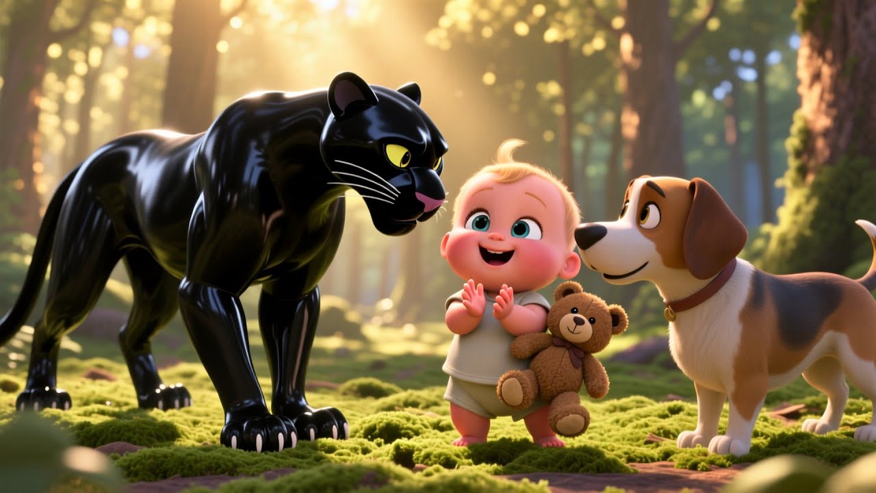 Panther and Dog Friends With Baby 🐆🐶 | Fun Animal Song for Kids | Toddler Friendship Rhyme