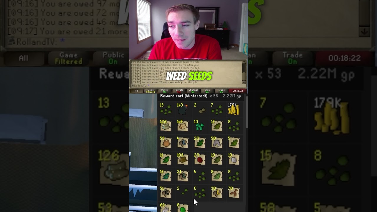 Добыча из 250 тележек с наградами Винтертодта в OSRS #Shorts #shortsfeed #gaming #osrs #runescape...
