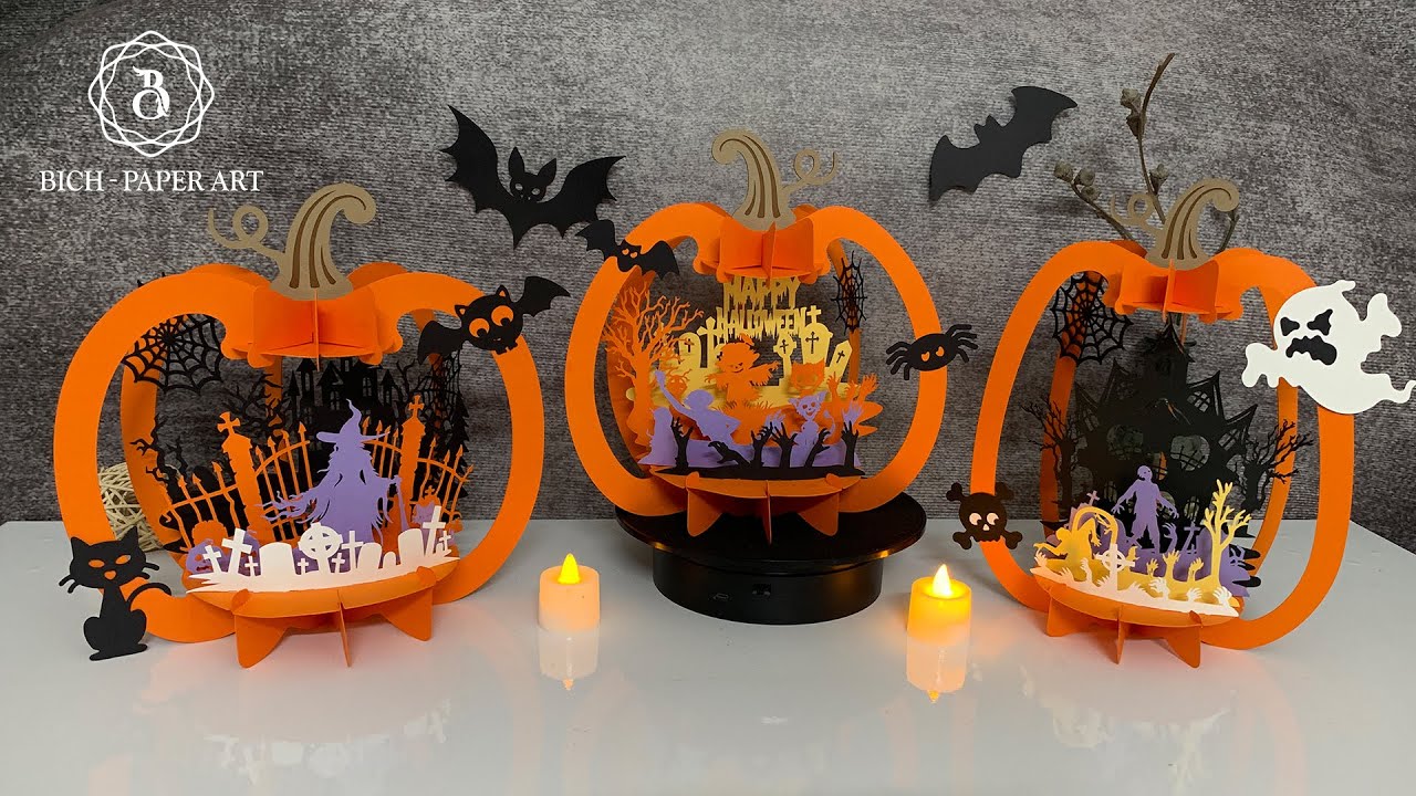 How to make Halloween Pumpkin 3D Paper Cut