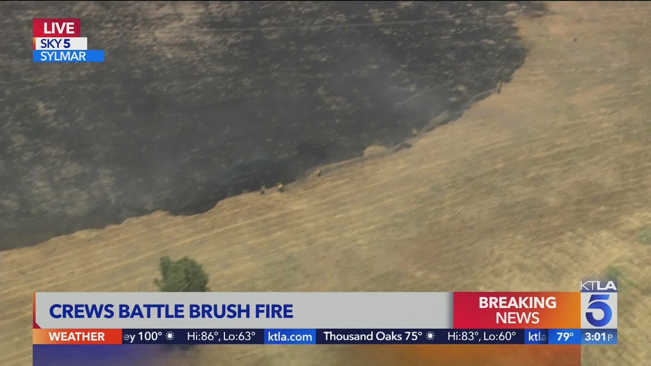 Brush fire burns in Sylmar