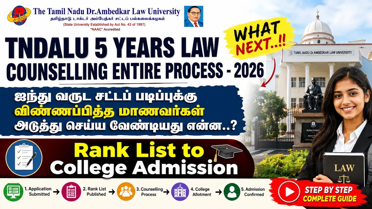 😍 TNDALU | 5 Years Law Counselling Entire Process | Counselling Roadmap - 2026 | #lawcollage