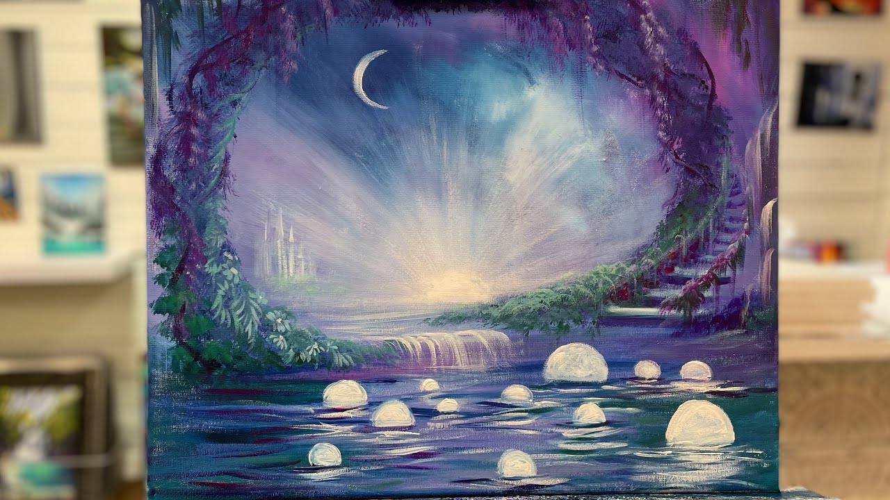 How To Paint “MOON LAKE” #acrylic #painting