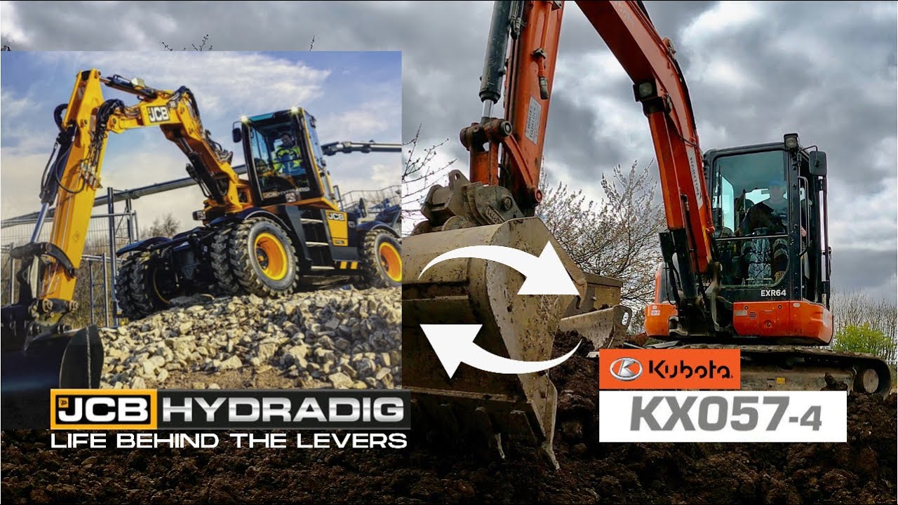 JCB Hydradig 110W обменивается на 5-тонный мини-экскаватор Kubota | Обработка верхнего слоя почвы...