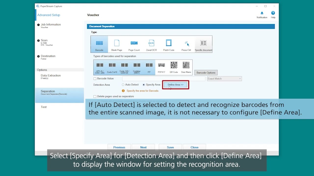 Automatically Classifying Documents into Files by Barcode (Advanced Setup) on PaperStream Capture