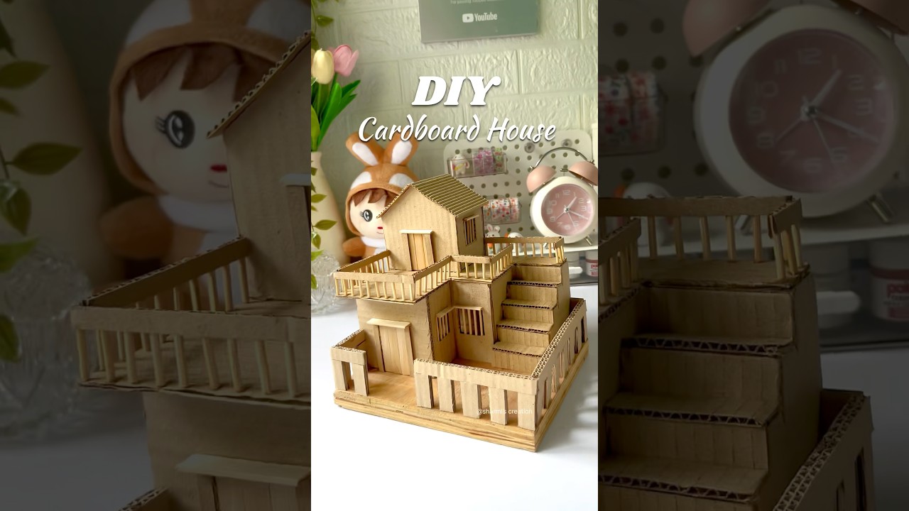 DIY cardboard house #shorts #viralshorts #cardboardcraft #craftideas #handmade #diy