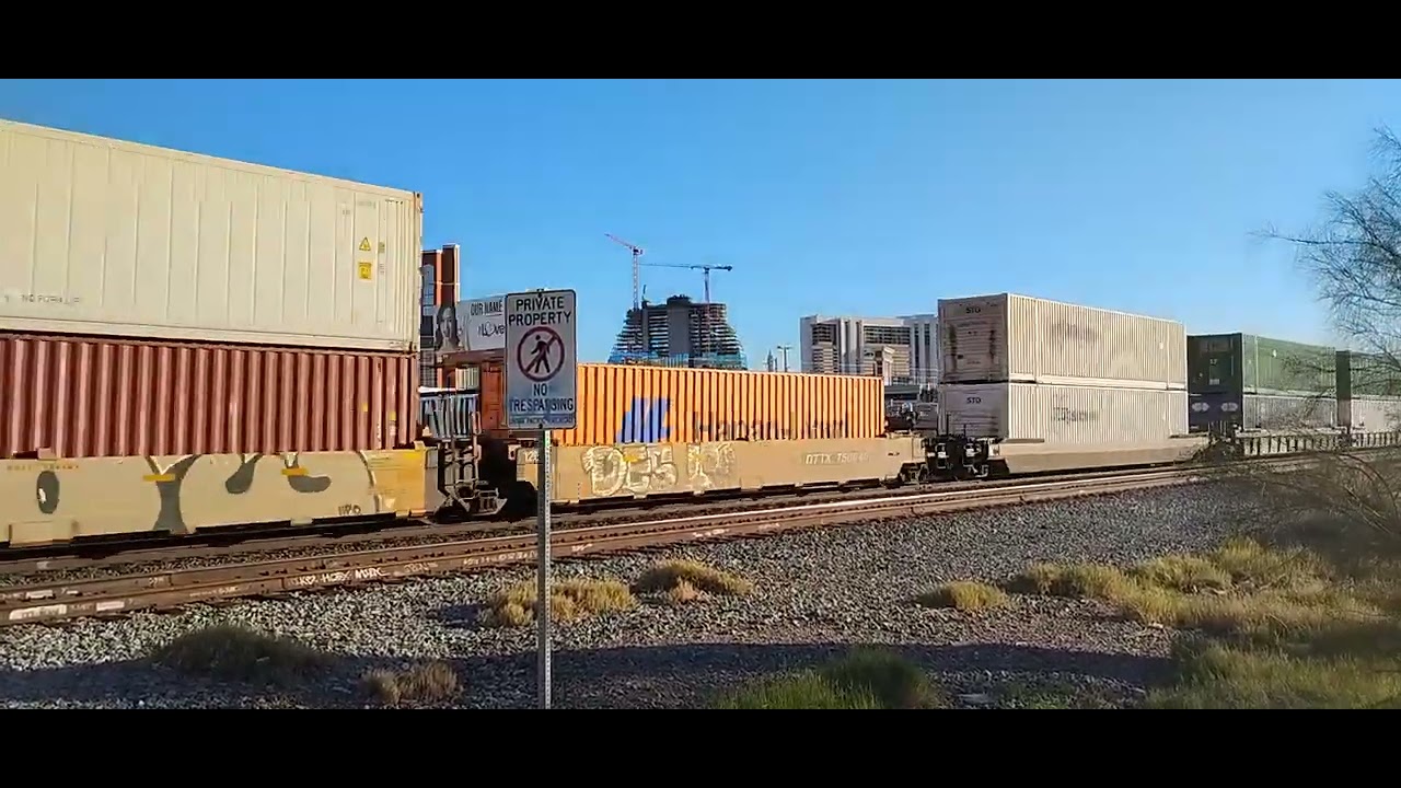 Union Pacific 9656 Northbound Stack Train Thru Las Vegas, NV USA 2/7/2026