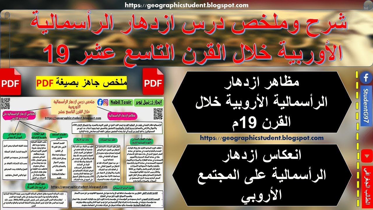 شرح درس ازدهار الرأسمالية الاوربية خلال القرن 19م مع خطاطة بصيغة PDF | الثالثة اعدادي | التاريخ