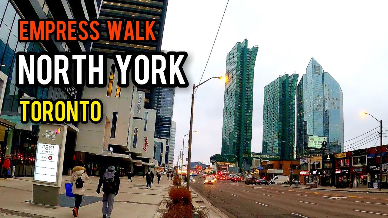 North York Toronto Empress Walk To Sheppard Ave, Canada,4k
