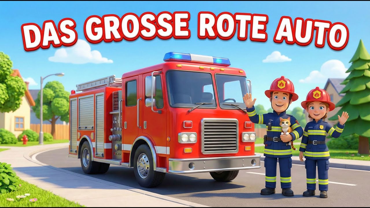 Das große rote Auto 🚒 Ein Feuerwehrlied zum Mitsingen für Kinder