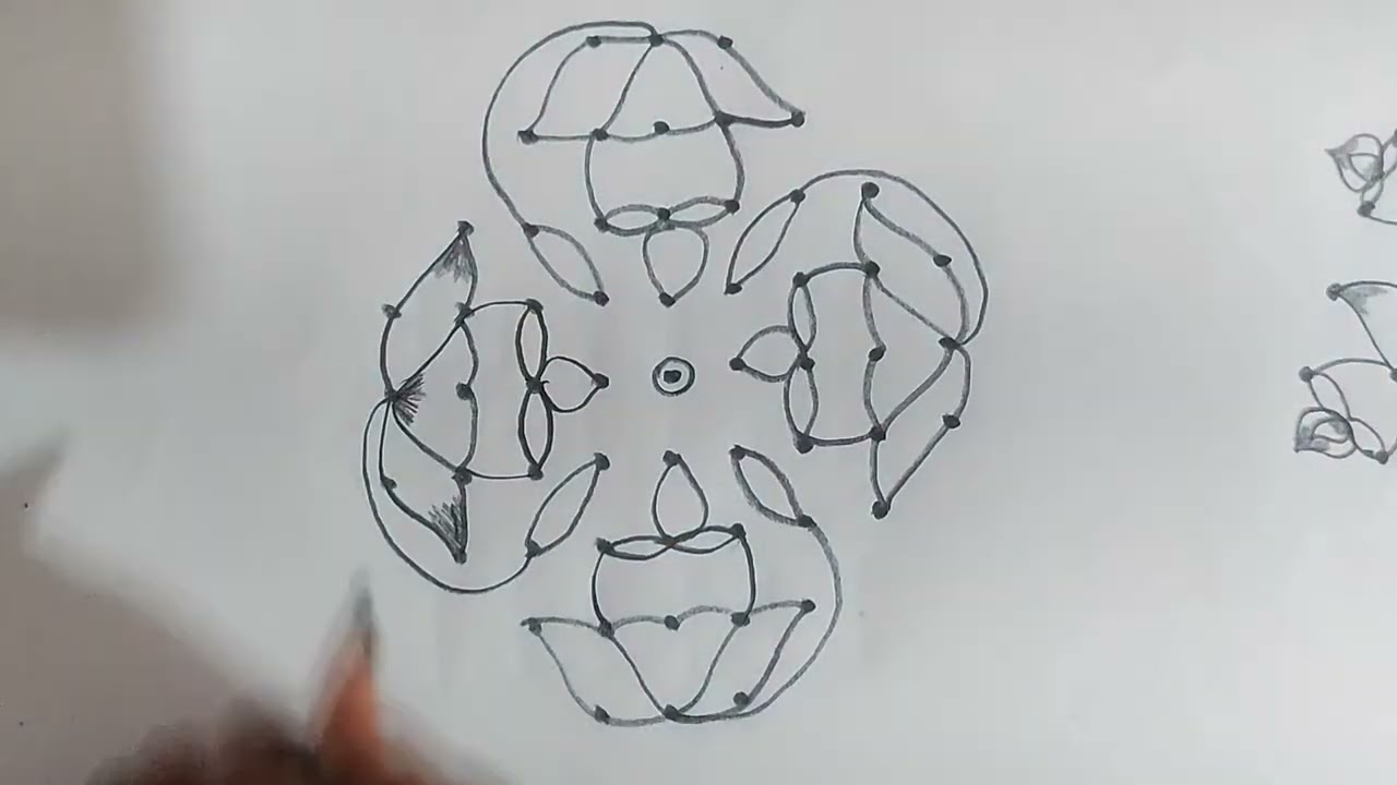 9*3*3 easy rangoli🌻 #rangoli #dailyrangoli #muggulu #kolam #youtubevideo #simplerangoli  #dots 