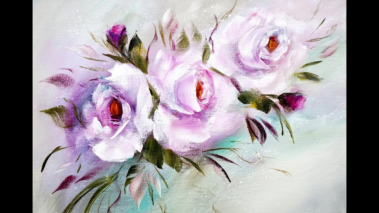 Soft Roses, Acrylic Painting, soft edges Technique /  Sanfte Rosen, Acrylmalerei, Blumen, V440