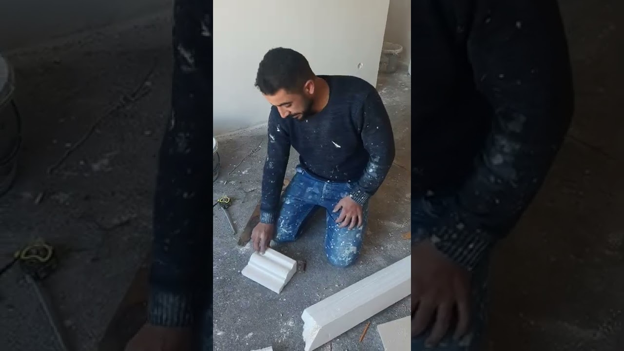 أسهل طريقة لقص لكورنيش او تاج مع التركيب مفيد جدا