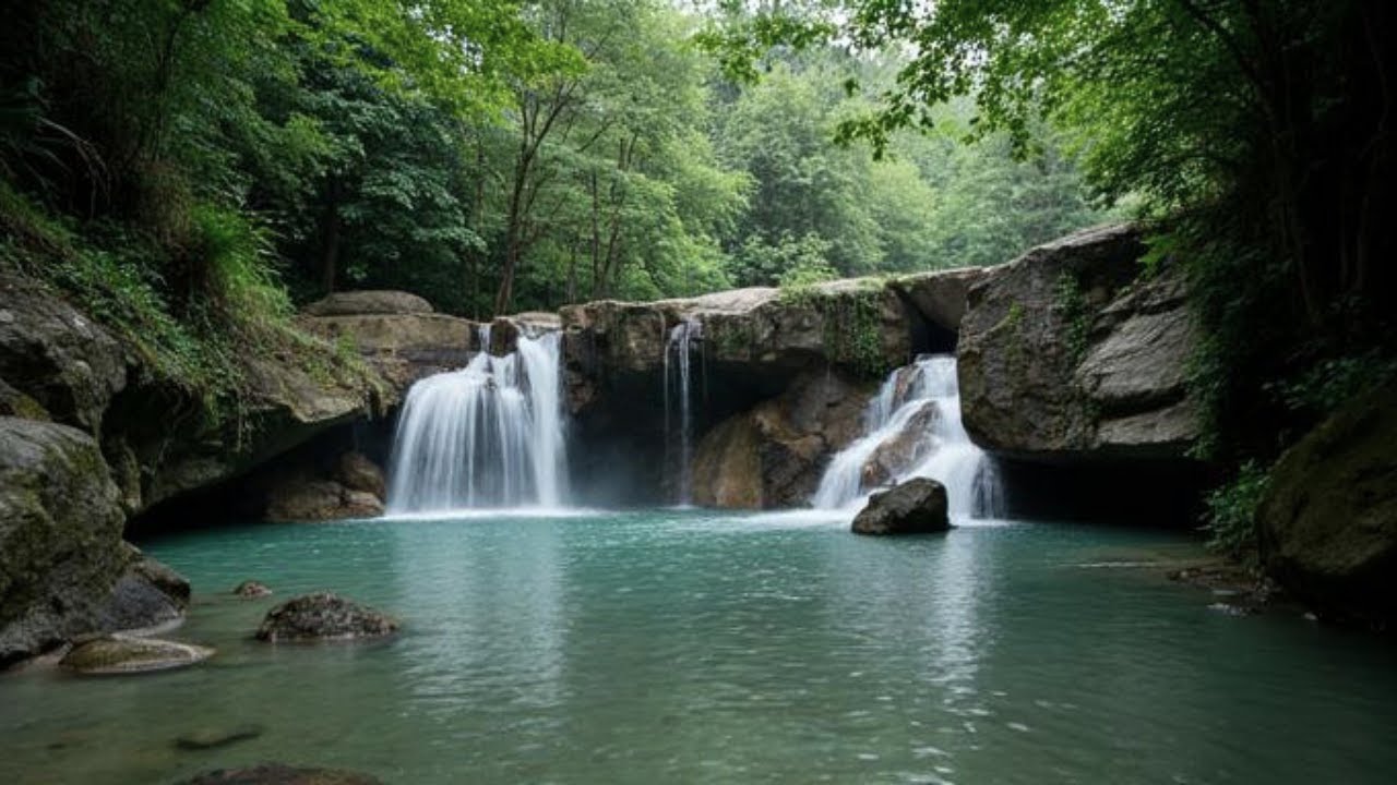 Deep Sleep with Gentle Waterfall Sounds | Peaceful Forest Ambience (No Music)