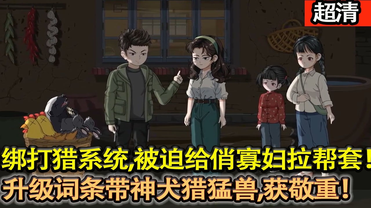 沙雕動畫【穿越綁定打獵繫統，被迫給俏寡婦拉幫套，憑追踪、體力技能進山打獵，賺翻改善家境，又昇級詞條帶神犬獵猛獸，獲敬重！】#乖仔动画