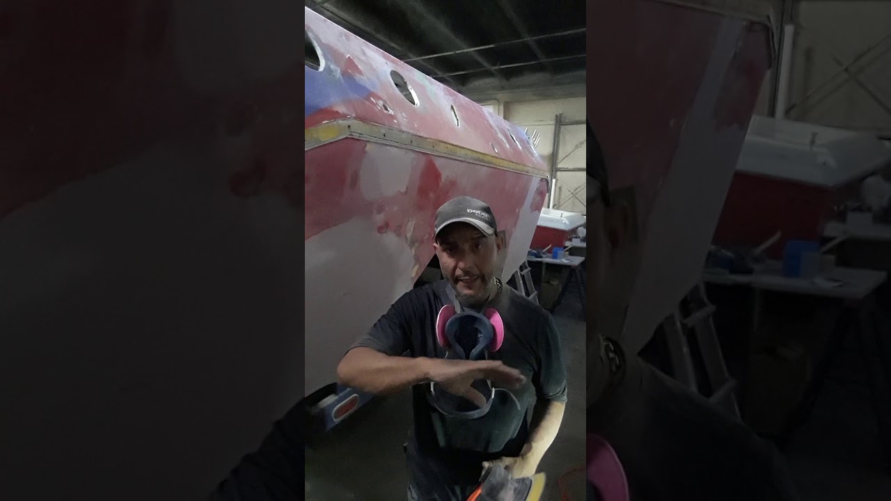 Sanding transom ready for high built & 454 prime