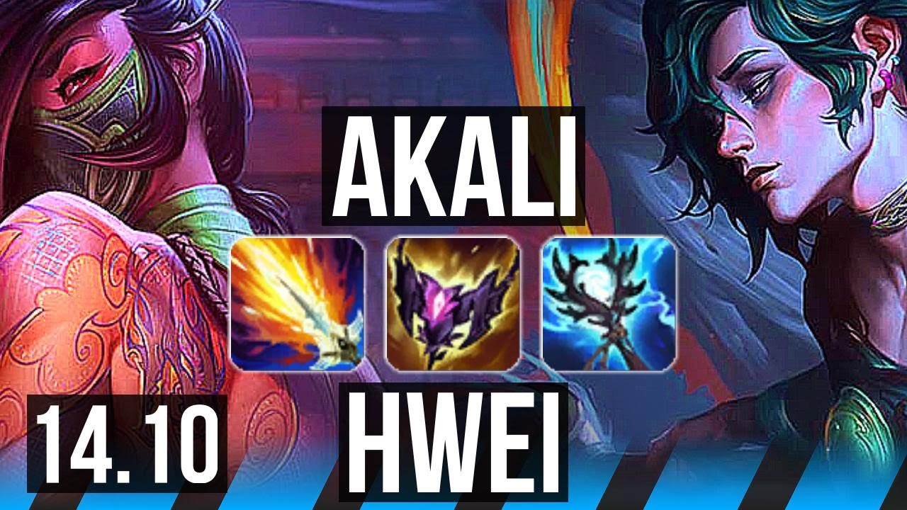 AKALI vs HWEI (MID) | 15/1/6, Rank 4 Akali, 8 solo kills, Legendary | KR Grandmaster | 14.10