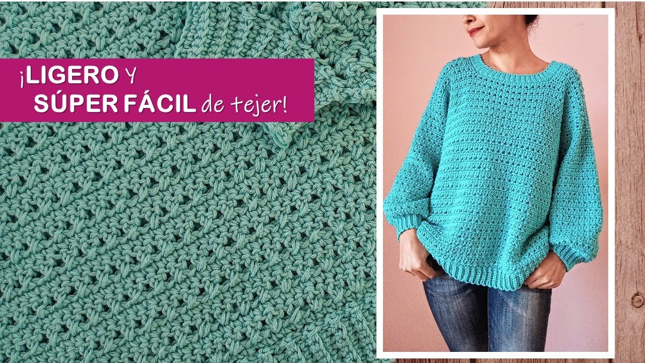 Suéter/Jersey LIGERO y MUY FÁCIL a crochet para mujer ¡Paso a paso!