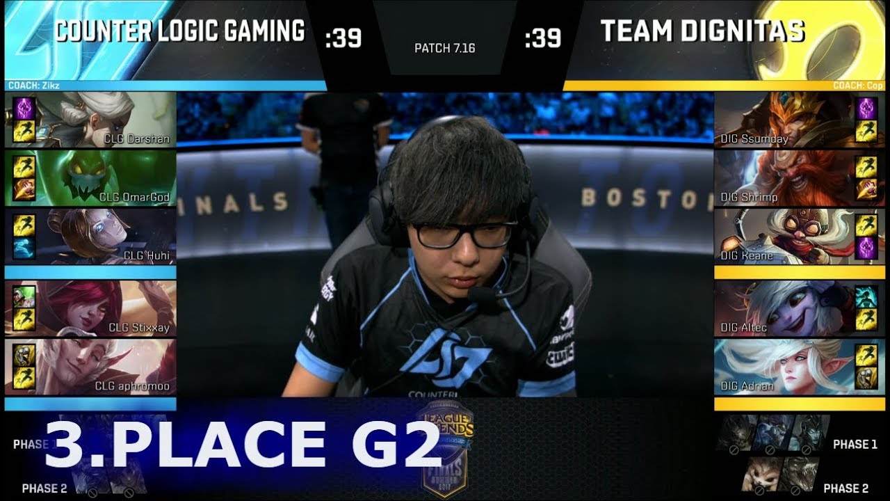 Dignitas vs CLG | Game 2 3rd Place S7 NA LCS Summer 2017 Play-Offs Boston | DIG vs CLG G2