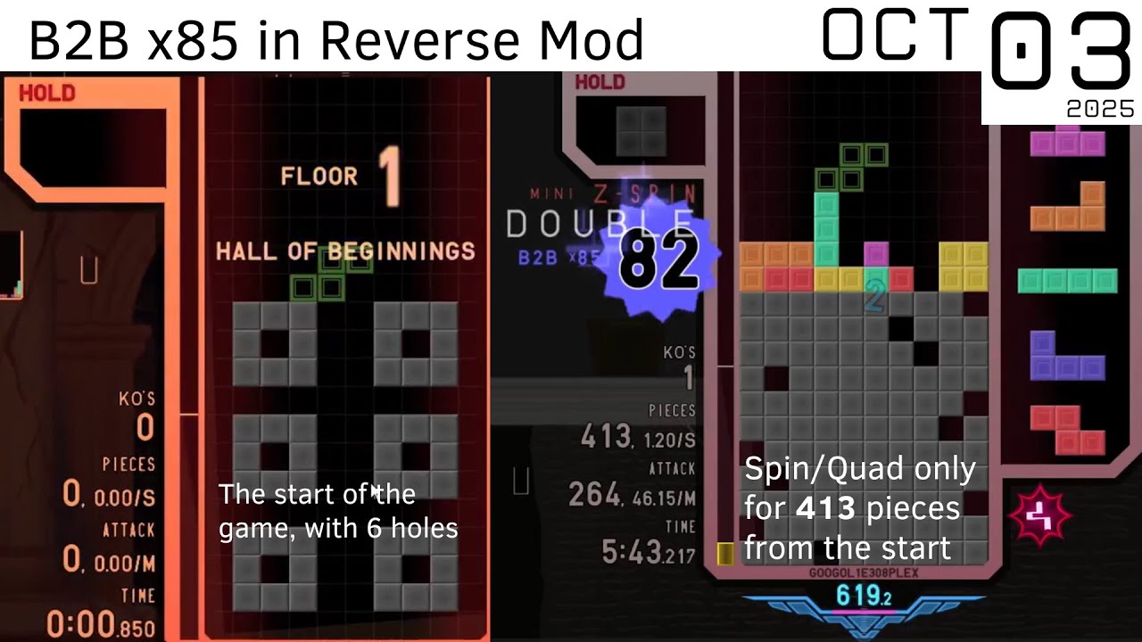 [Tetr.io] B2B x85 from the start, in Loaded Dice???