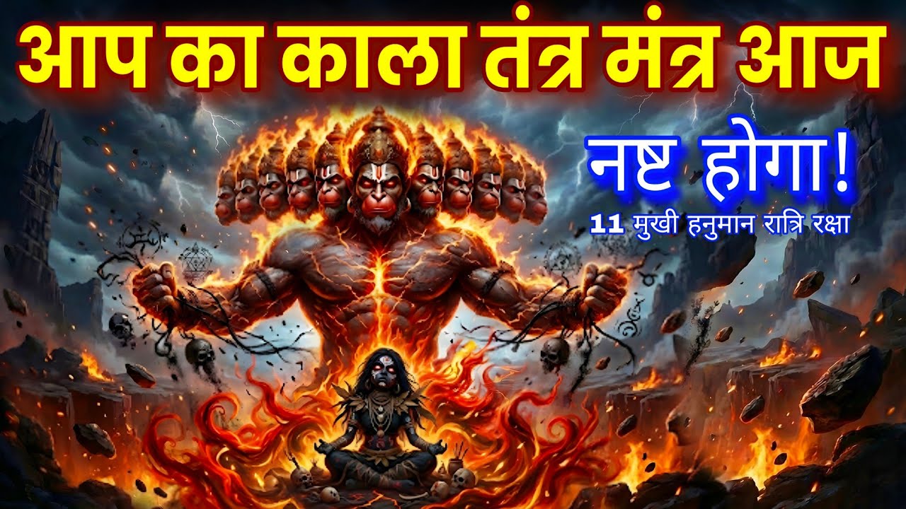 काला तंत्र आज नष्ट होगा 😱 11 मुखी हनुमान ज्वाला अग्नि भस्म रक्षा कवच | Shatru Nashak Mantra