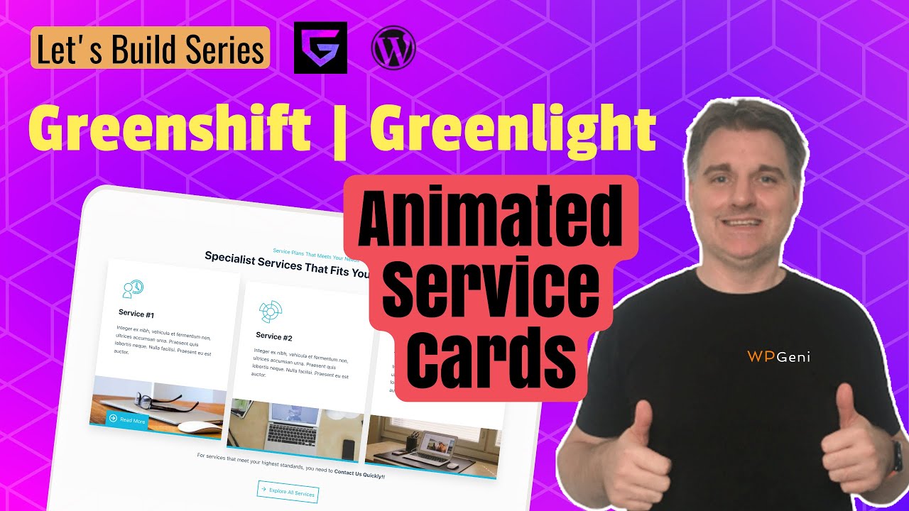 Let's Build Series | Greenshift (Greenlight) WordPress Tutorial | Animation Service Card Section