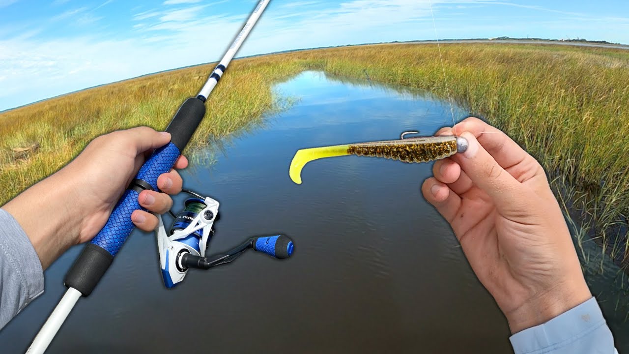 I Hooked a GIANT!! (Catch and Cook) Saltwater Creek Fishing