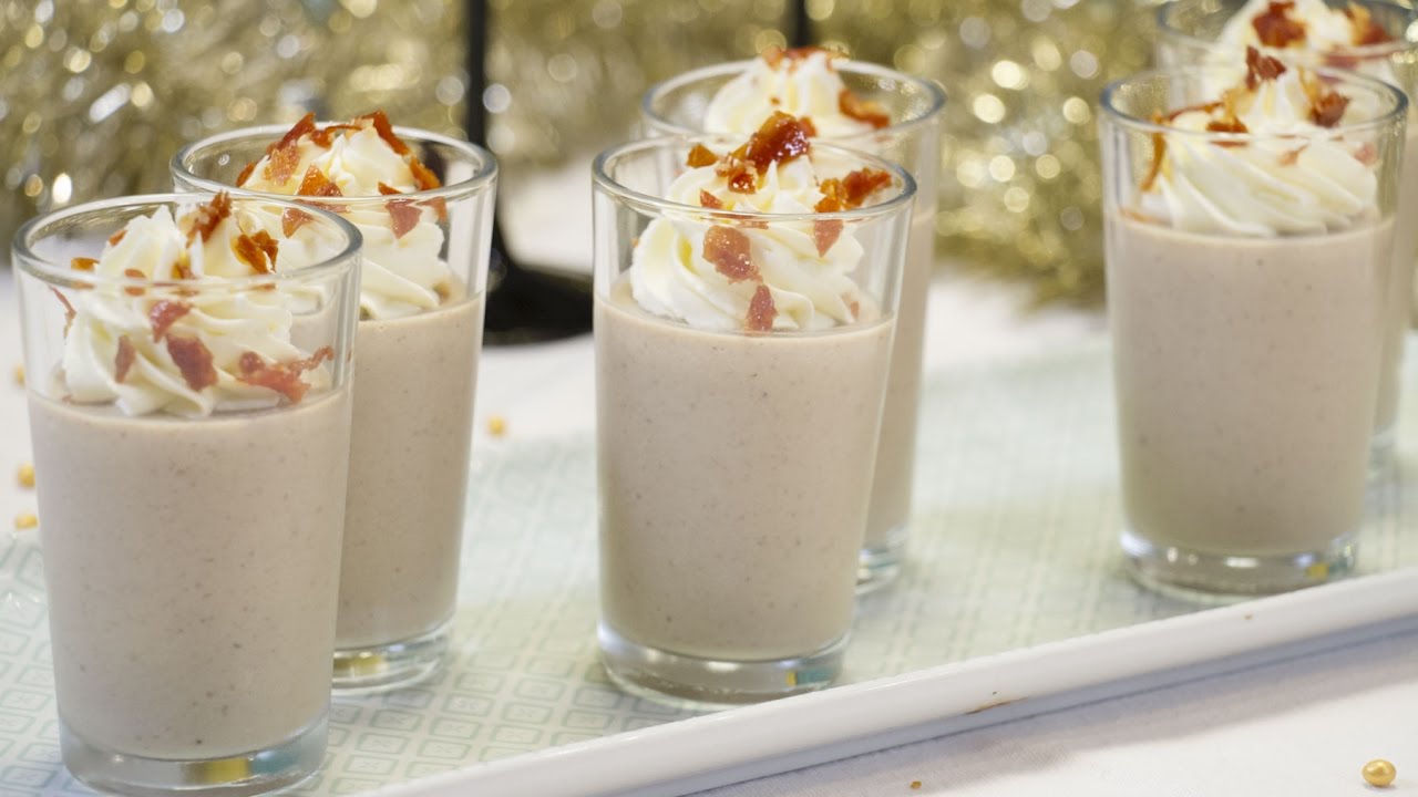 Panna cotta en verrine champignons châtaignes pour l'apéritif