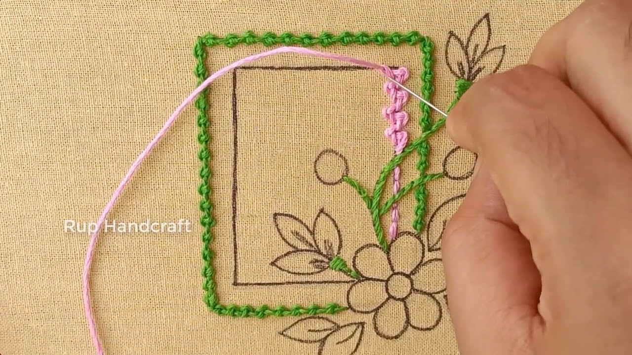 HAND EMBROIDERY : Super Unique Square Hand Embroidery Design Tutorial,Needlepoint art, Sewing Hack