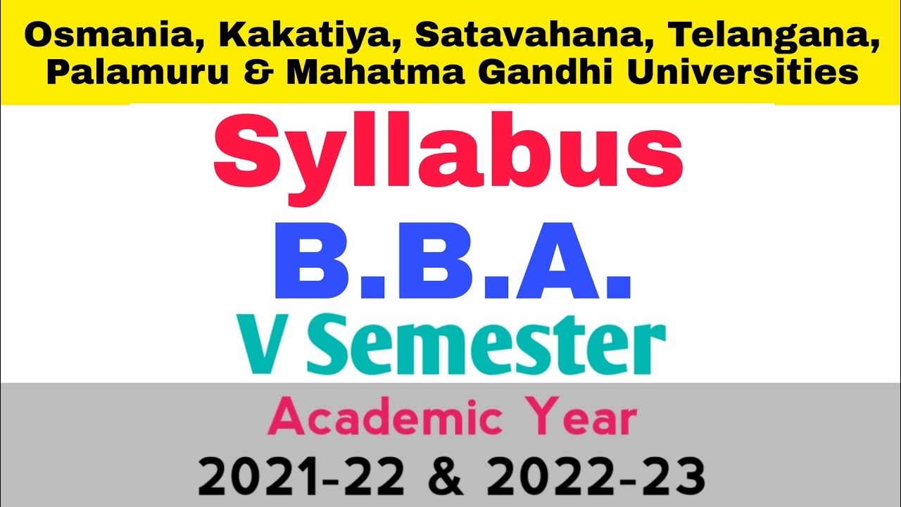 Syllabus 2022-2023 | BBA | BBA 5th semester | Degree | OU KU PU MGU SU TU