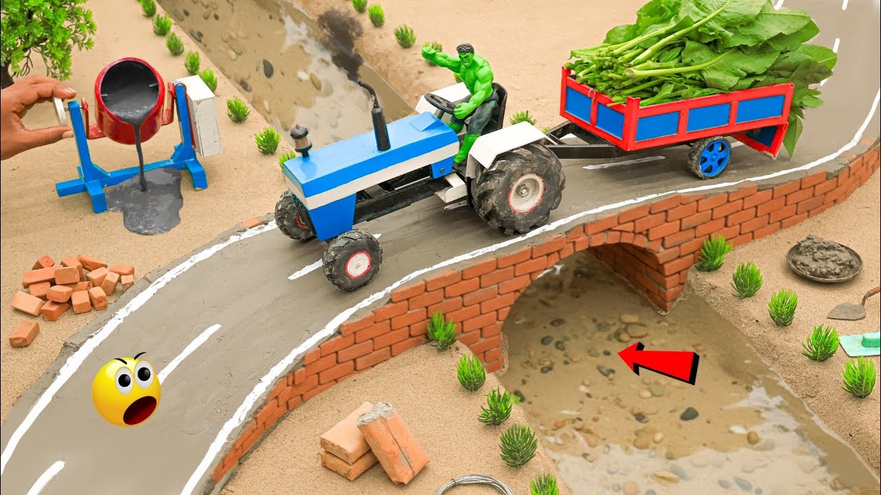 Diy  Mini Tractor Bridge Builds & Sudden Collapse | Secret Underground Water Tank @AdgeCreator