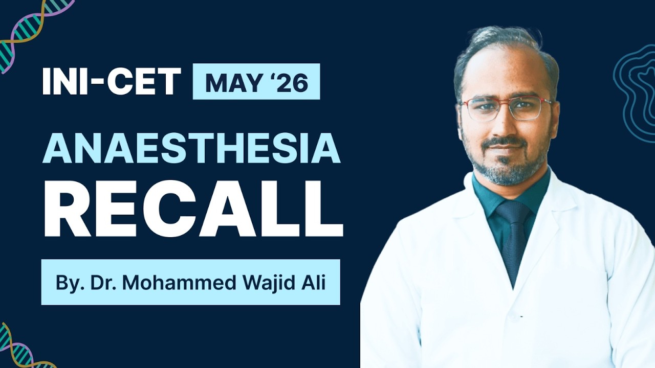 INI-CET May 2026 Anesthesia Recall Questions | Dr. Wajid