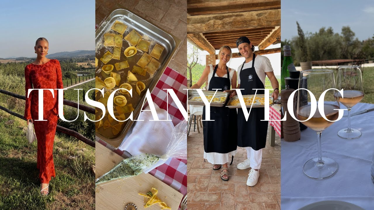 TUSCANY VLOG: honey moon italy trip part 1! cooking class, wine tasting, truffle hunt & more