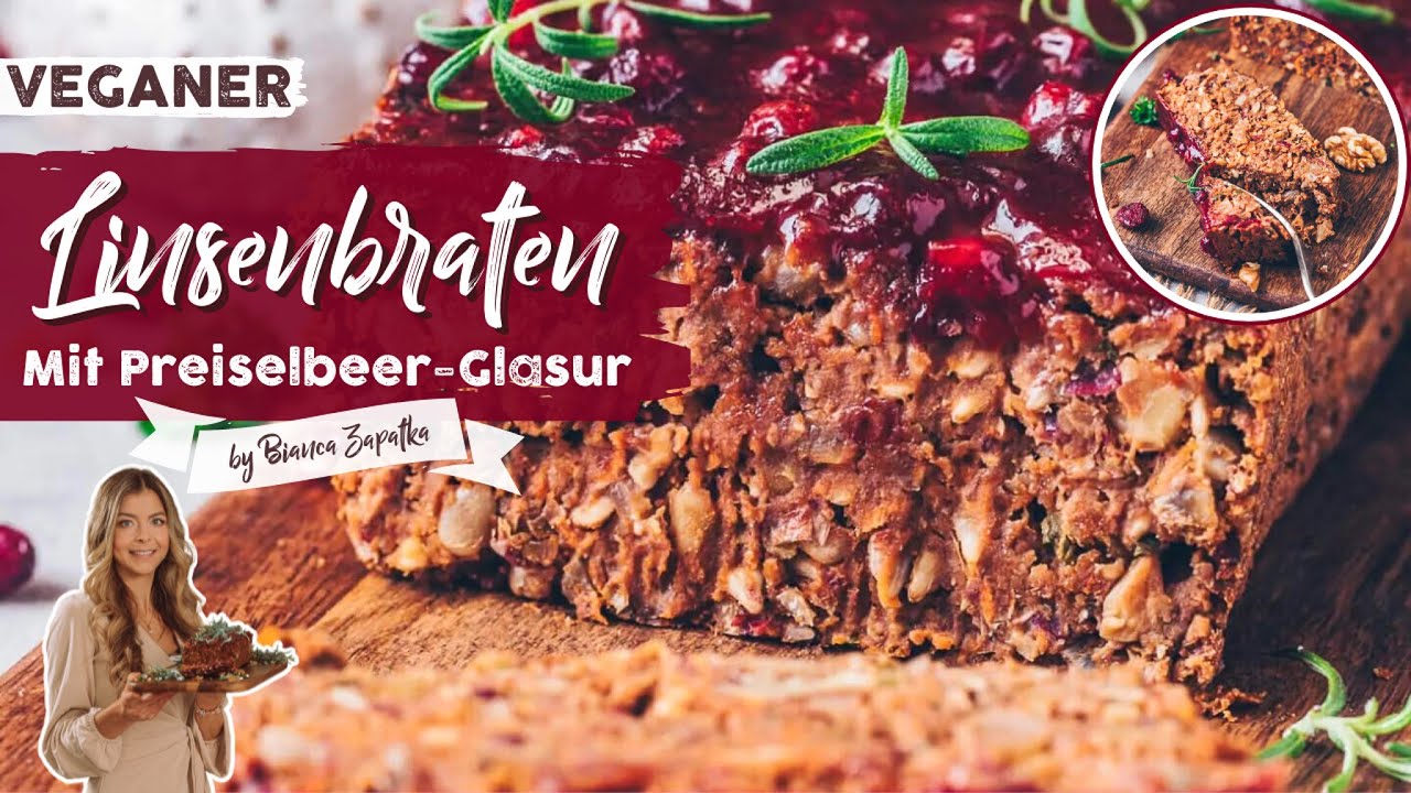 Veganer Braten ☆ Der Beste Linsenbraten ☆ Hackbraten ohne Fleisch für Weihnachten ☆