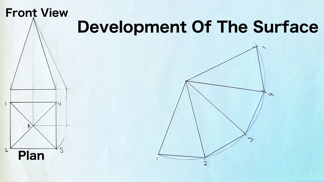 How To Develop The Surface Of a Square Pyramid || Development Of Square Pyramid.