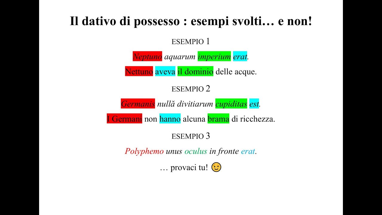 Dativo di possesso : tre esempi concreti in quattro minuti - Pillole di Latino