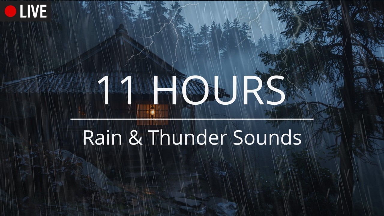 Rainstorm at Cozy Forest Cabin Fireplace Glow & Heavy Rain Sounds for Deep Sleep | ASMR Relaxation