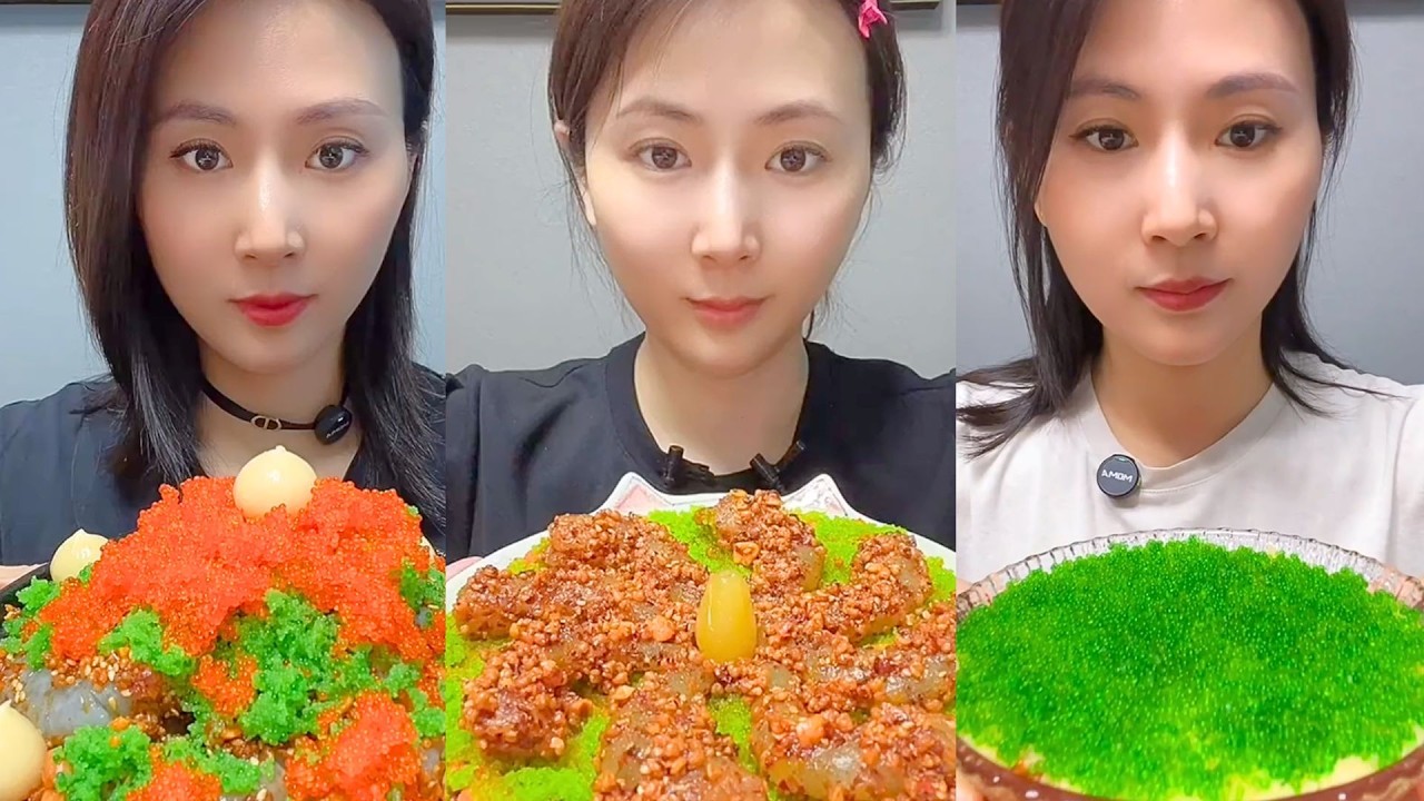 Green Fish Roe Bowl with Spicy Seafood Crunch Mukbang