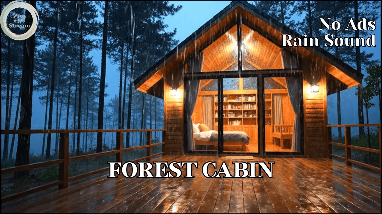 NO ADS Fall Asleep to Cozy Cabin Rain & Distant Thunder | Sleep, Study, Relax. #sleepaid #rainsound