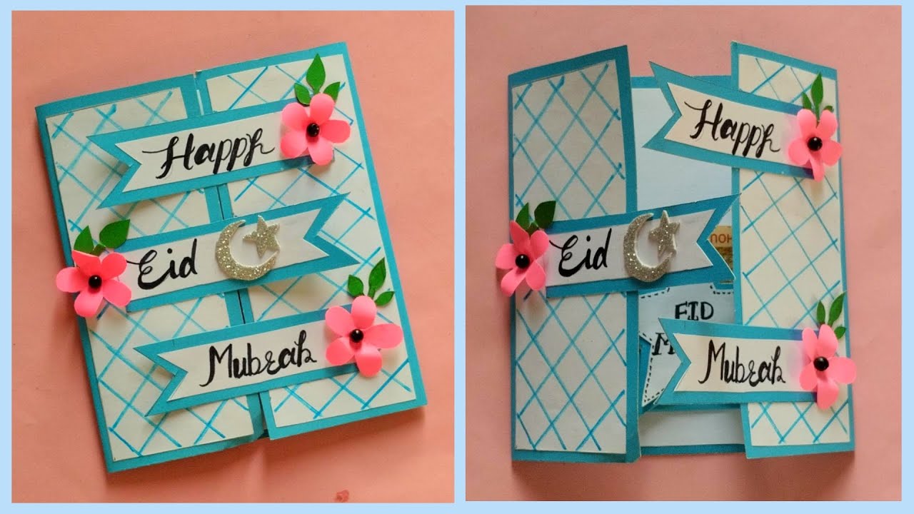 Handmade Eid Greeting Card / Handmade Card Ideas  /Eid  Card bnanay ka trika