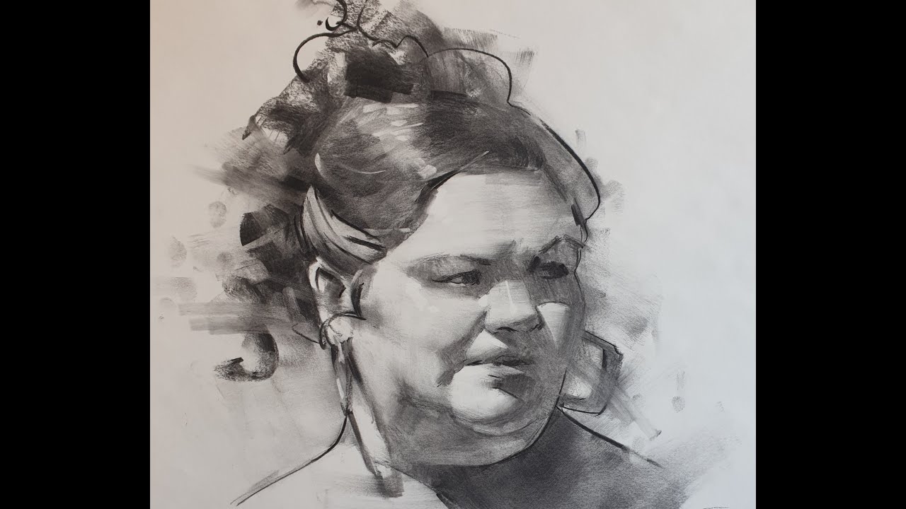 How to draw a charcoal portrait - with voice over narration