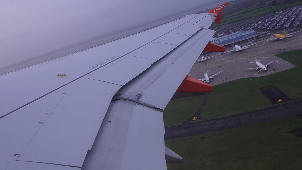 easyJet Airbus A319-111 Take Off from Belfast International Airport Runway 25 (4K HD)