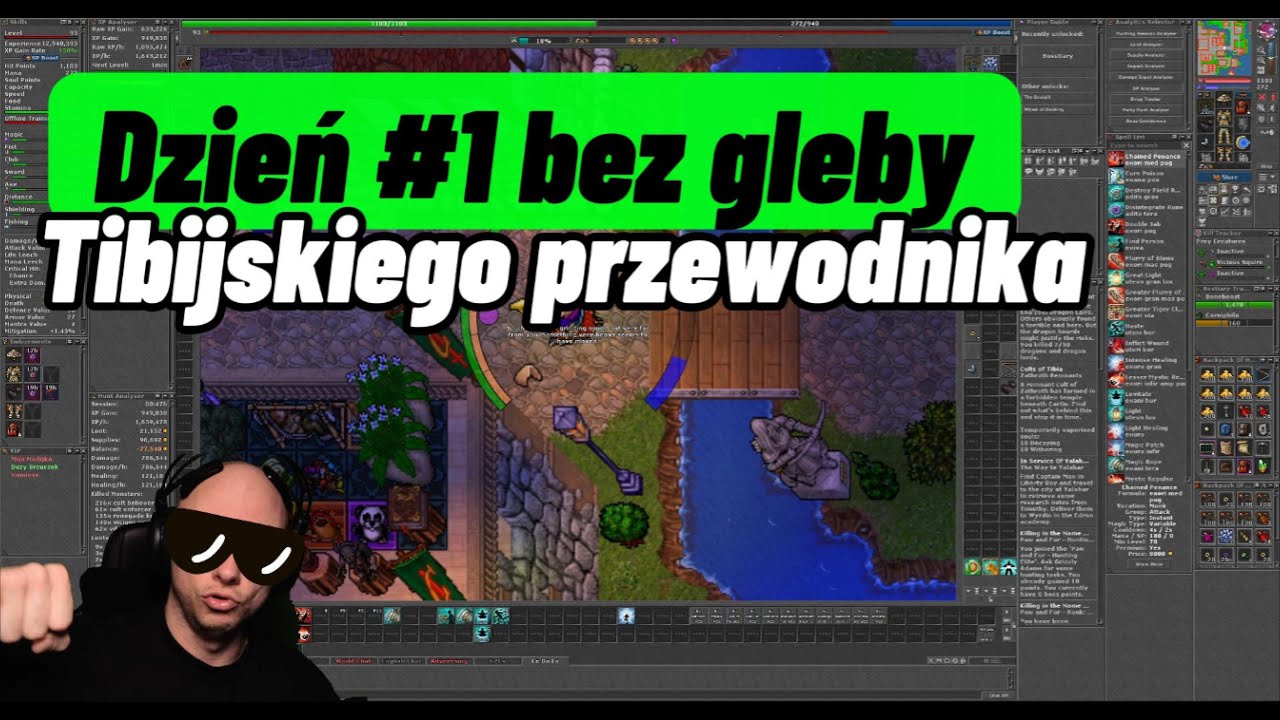 Tibia - Dzień #1 bez gleby - Monk - Nevia - Carlin Cults 90+, normalny dzień w Tibi