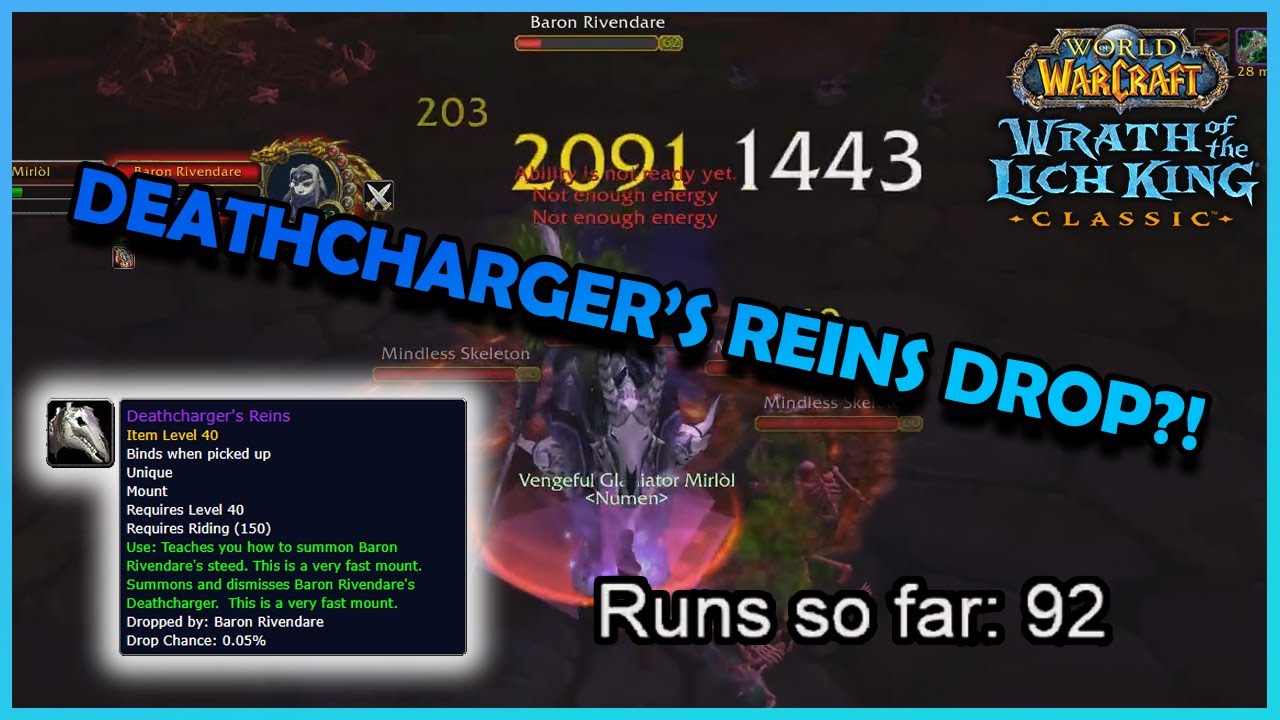 Dude loots the SUPER RARE DEATHCHARGER's REINS?! | Daily Classic WoW Highlights #444 |