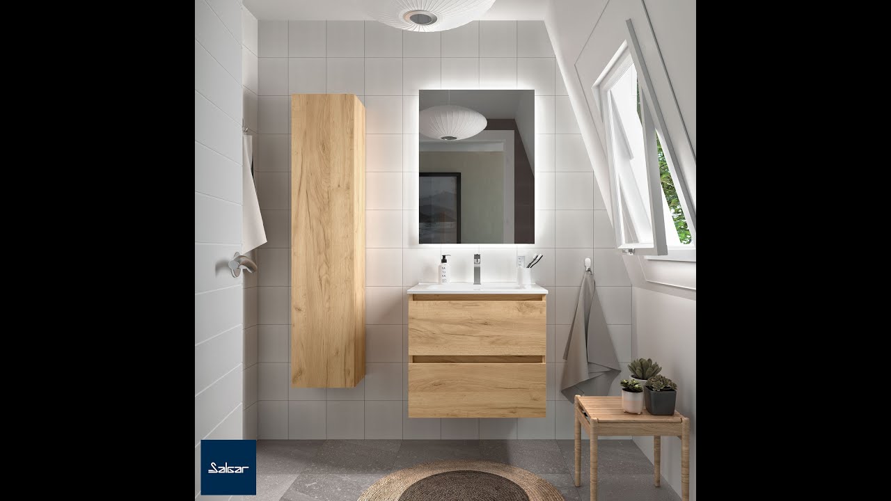 Mueble de ba&ntilde;o BEQUIA ROBLE + Lavabo CONSTANZA
